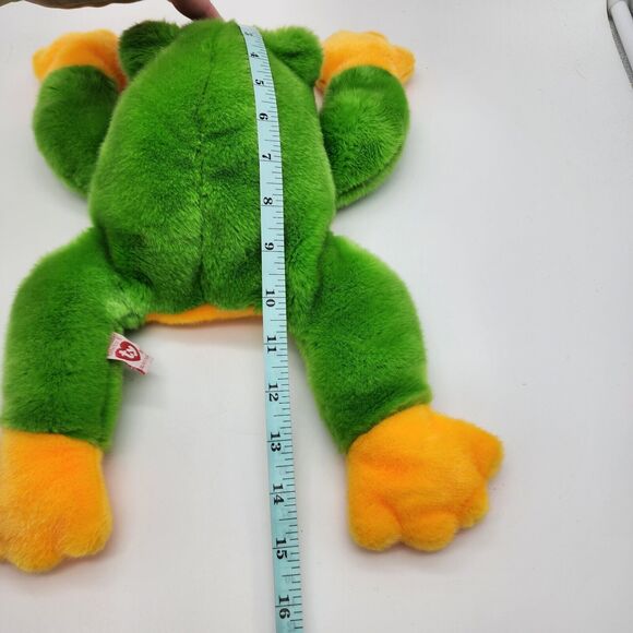 Ty Beanie Buddy Smoochy Frog Plush 12" Hard Eyes Green Stuffed Animal Toy 1998 - Picture 10 of 10
